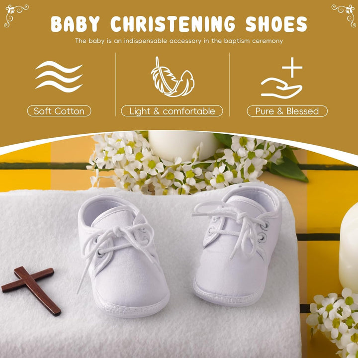 Booulfi Baby Jungen Schuhe Neugeborene Wihte Schuhe für Kleinkind Taufe Schuhe und Socken Set 0-18M,