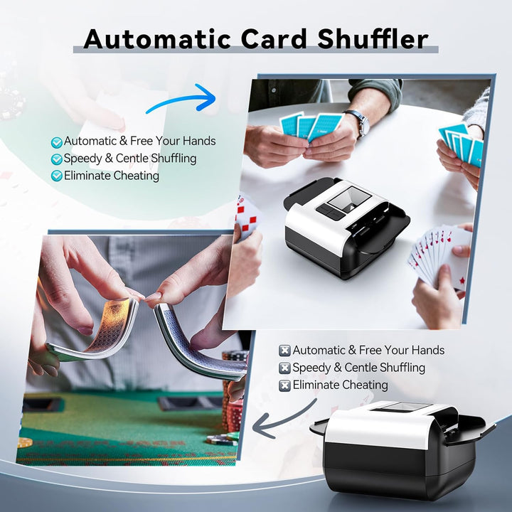 S1 Automatischer Kartenmischer mit 2000 mAh wiederaufladbarem eingebautem Akku, 2 Decks, ultra-leise