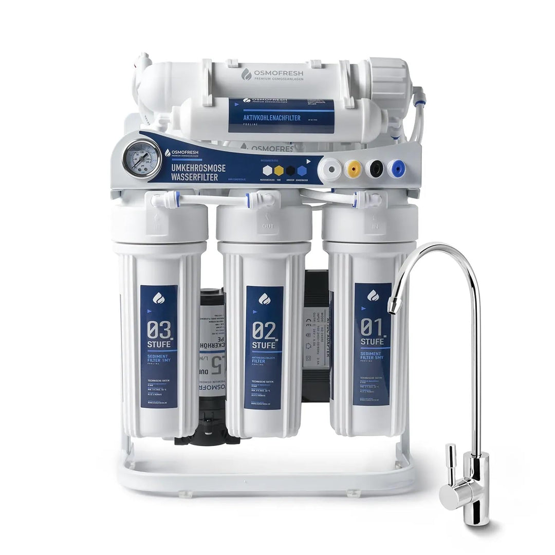 OsmoFresh Osmoseanlage Proline X3 | 750 GPD | 1,8 l/min | 115 l/h | Premium Osmosehahn GRATIS | vom