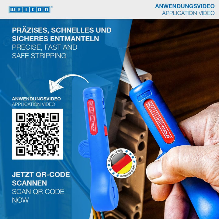 WEICON TOOLS Rundkabel-Stripper No. 13; Entmanteler für Rund- und Feuchtraumkabel von 6-13 mm Ø; Abm