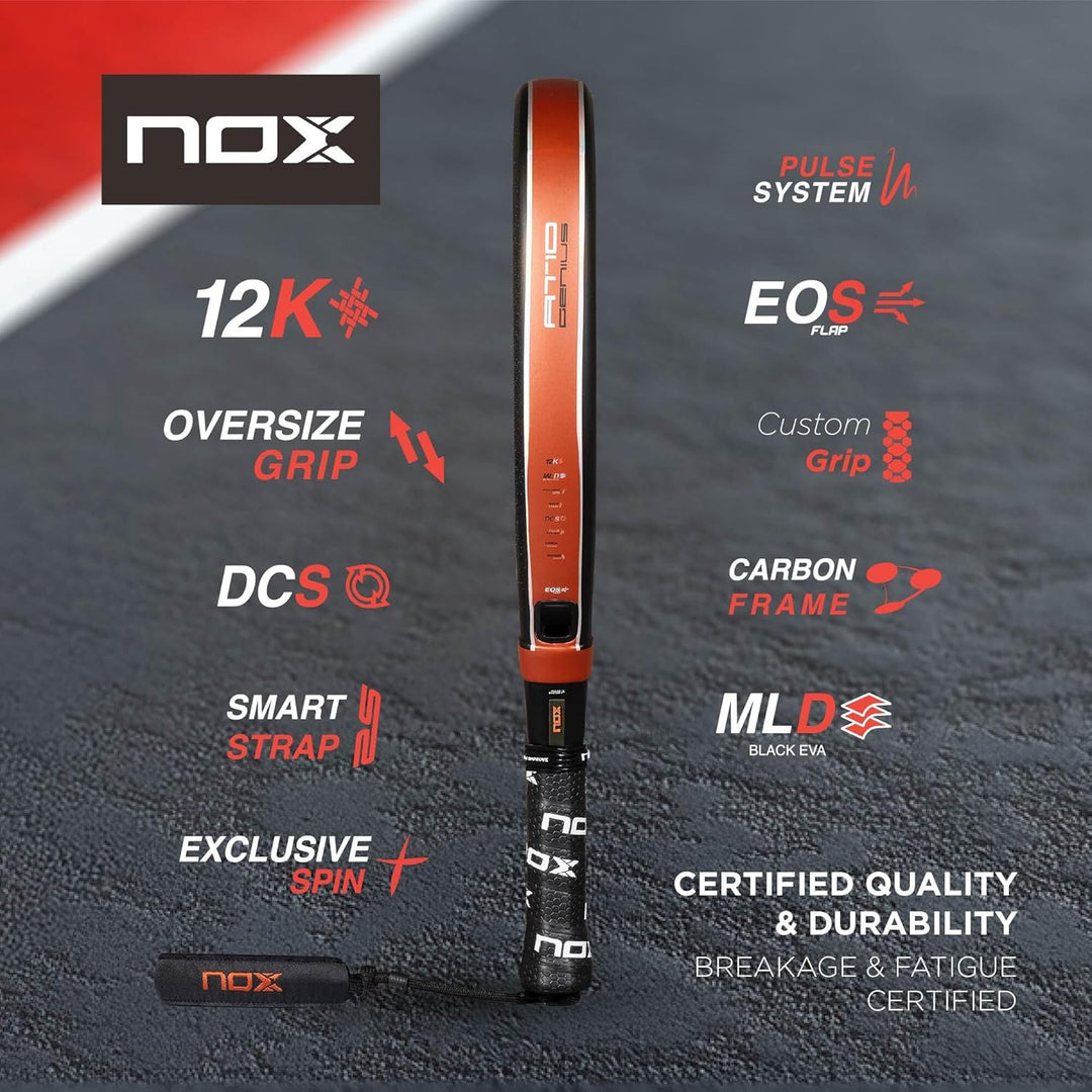 Nox At10 Genius Attack 12k by Agustin Tapia Padel Racket 360-375 gr