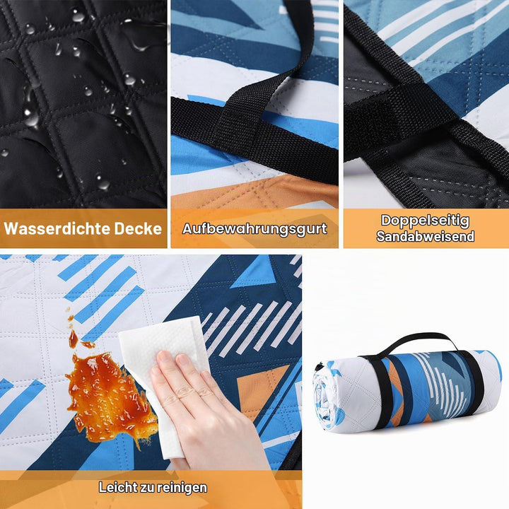 EXTSUD Outdoor Picknickdecke, 200x200cm Camping Picknick Matte Feuchtigkeit Pad Meeres-Herz Tragbare