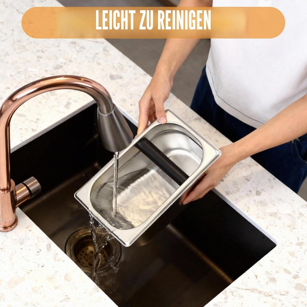 APACALI 1 Stück Abklopfbehälter für Siebträger, Abschlagbehälter, Espresso-Klopfbox, Edelstahl Kaffe