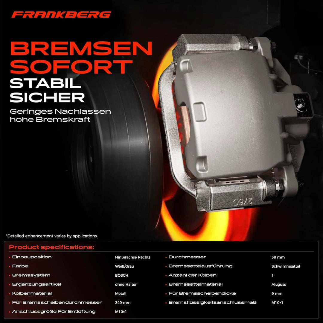 Frankberg 1x Bremssattel Bremszange Hinten Rechts Kompatibel mit C4 Coupe LA 1.4L-2.0L 2004-2011 C4