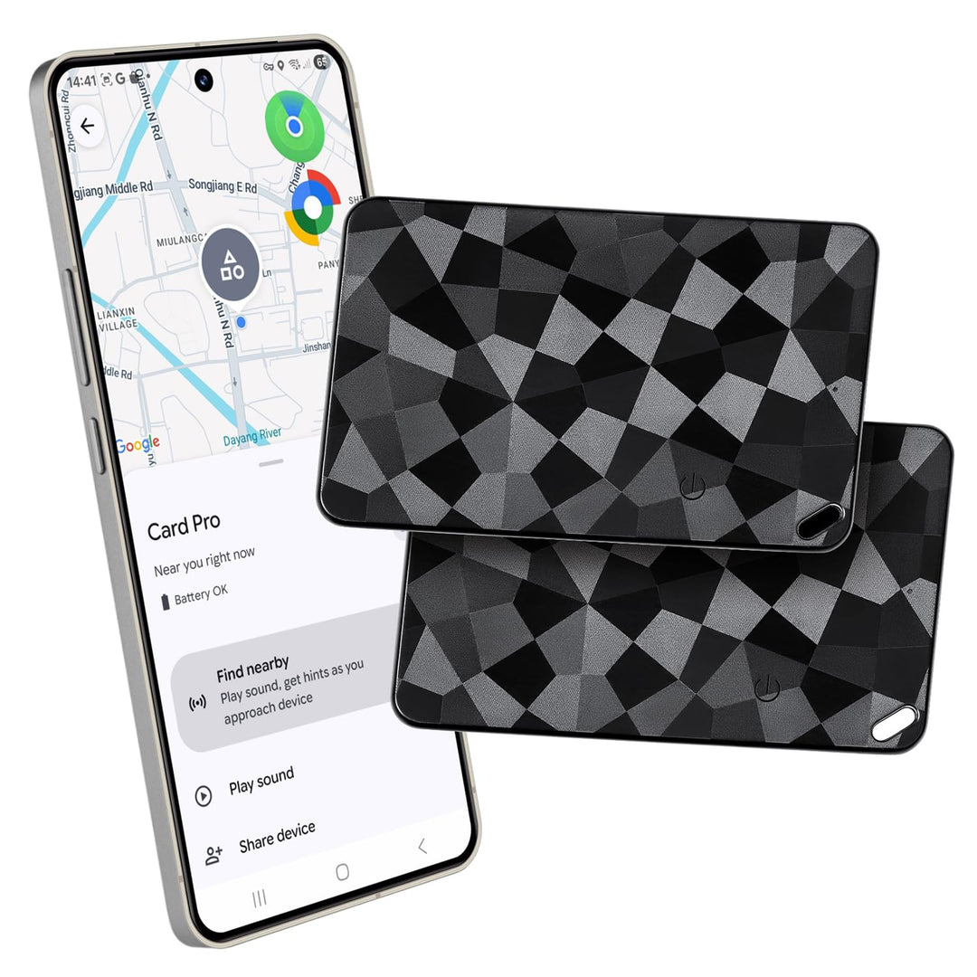 Reyke Wallet Tracker Card 2 Pack – Slim Bluetooth Tracker Karte kompatibel mit Apple Find My & Andro