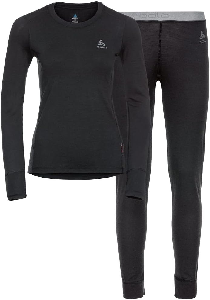 Odlo Damen 100% Merino 200 Gramm_195741 Funktionsunterwäsche Set XL Black - Black, XL Black - Black