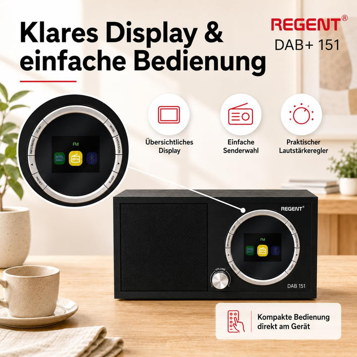 Ferguson Regent Dab+151 Digitalradio DAB Plus Radio mit Bluetooth Lautsprecher FM/DAB/DAB+ Radio UKW