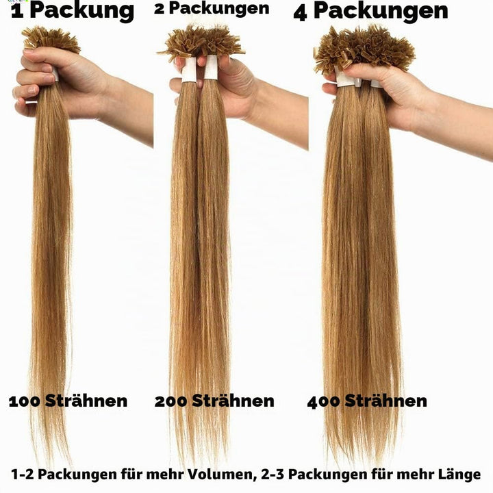 SEGO Extensions Echthaar Bondings Haarverlängerung Keratin U-Tip Human Hair 100 Strähnen Dunkelbraun