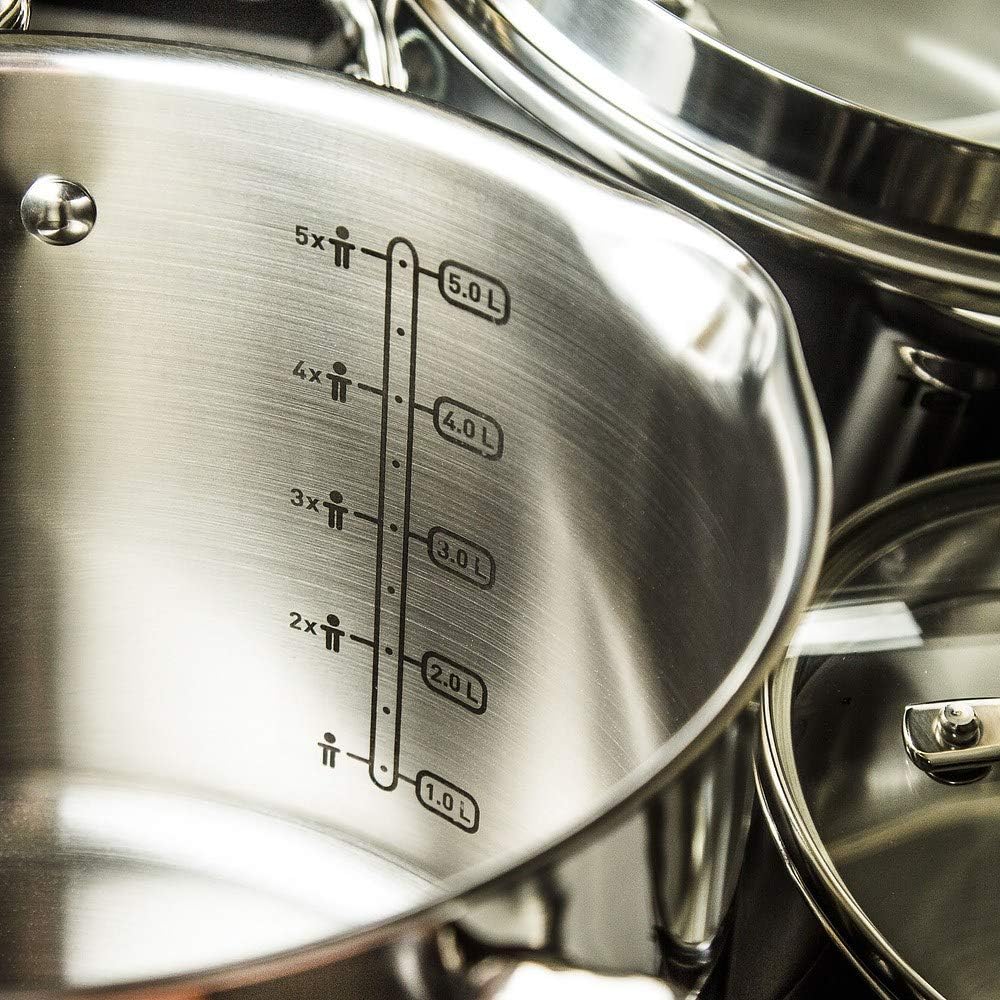 TEFAL DUETTO TOPFSET Kochtopfset Töpfe Induktion Edelstahl mit Glasdeckel 10 tlg