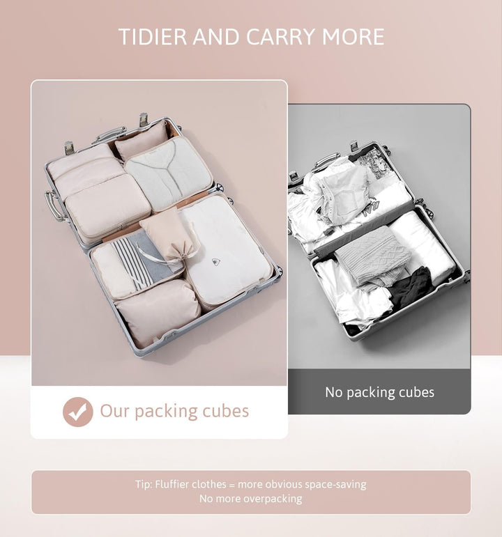 Meowoo Koffer Organizer Packing Cubes 8-teilig Packwürfel Reise Organizer Packtaschen Kleidertaschen
