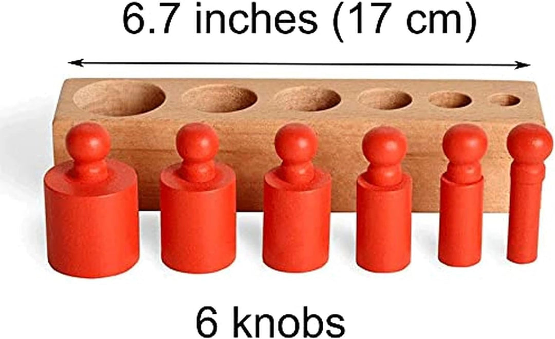 BOHS Montessori Zylinderblöcke Steckpuzzle - 6 Knöpfe / 17 Zentimeter - Sortierspiel & Steckspiel ab