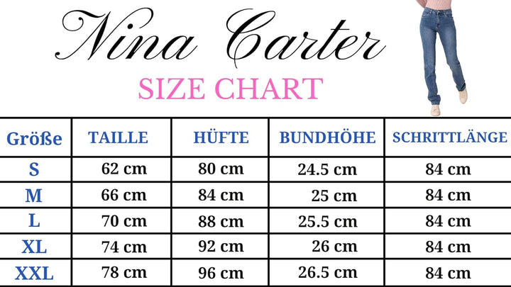 Nina Carter P209 Damen High Waist Tall Jeans Straight Leg Jeanshose mit geradem Beinschnitt Used-Loo