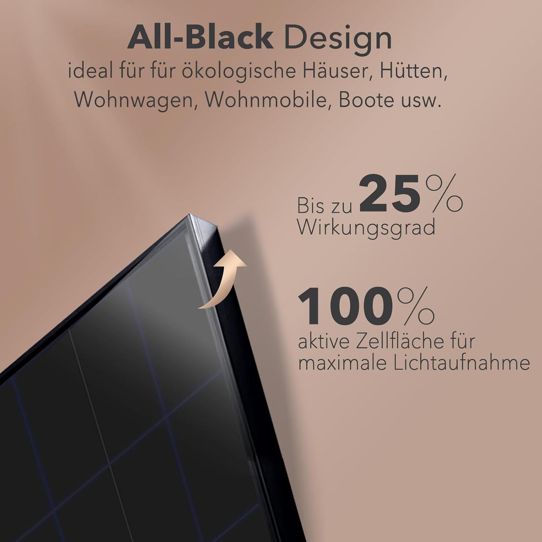 enjoy solar® 150W 12V Monokristallines Solarmodul mit HPBC-Technologie - 25% Hocheffizienz, 182mm So