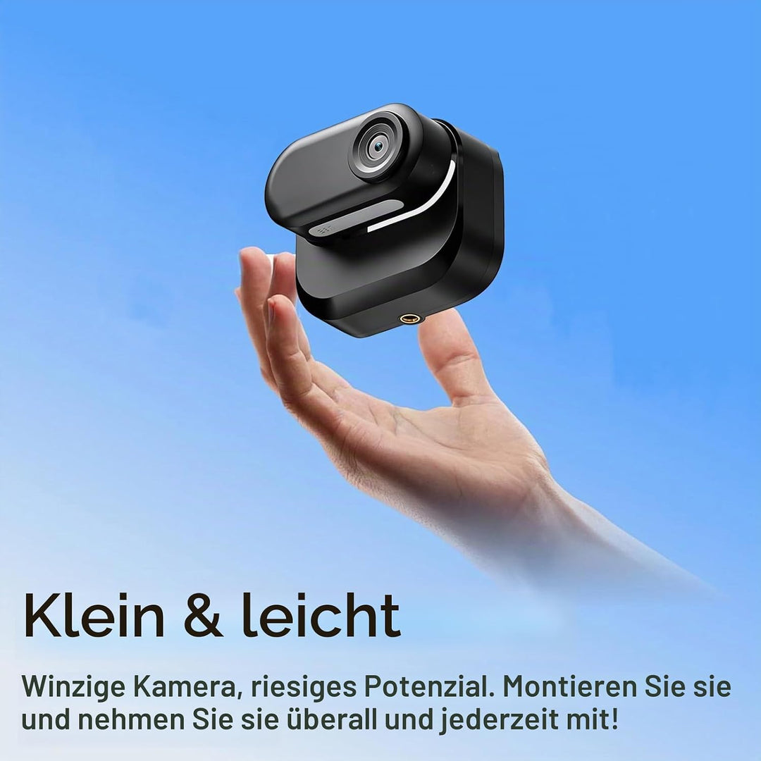 128GB Sportkamera Wasserdicht 1080P Tragbare Kamera mit 360° Drehbarem Clip, Bodycam Körperkamera Mi