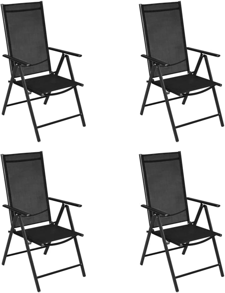 vidaXL 4X Gartenstuhl Alu 54x73x107 cm Klappstuhl Hochlehner Campingstuhl Stuhl Schwarz 4/4, Schwarz