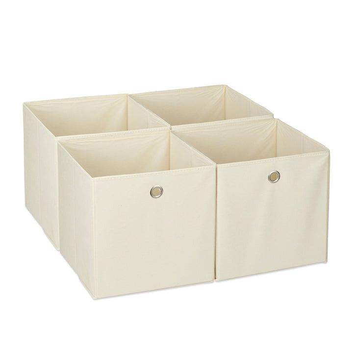 Relaxdays Aufbewahrungsbox 4er Set, Faltbare Regalboxen, HBT: 30 x 30 x 30 cm, Grifflöcher, Faltboxe