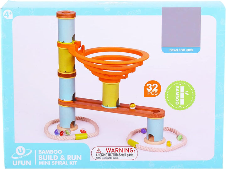 UDEAS Bamboo Kugelbahn Build, Bambus-Zylinder und Murmelbahn, Holz Kugelbahn, Labyrinth für Kinder m