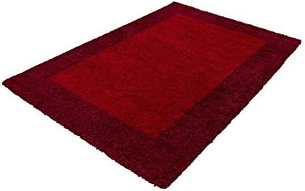 Carpettex Hochflor Teppich Wohnzimmer Shaggy Flokati Teppich Modern Bordüre Design 80 x 250 cm Flur