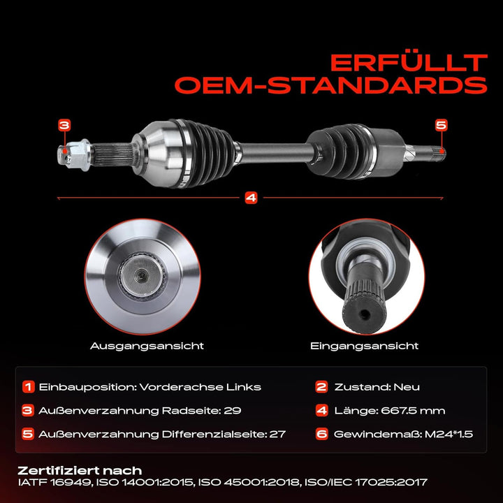 Frankberg Antriebswelle Vorderachse Links Kompatibel mit X-Trail T31 2.5L 2007-2014 Replace# 39101-J