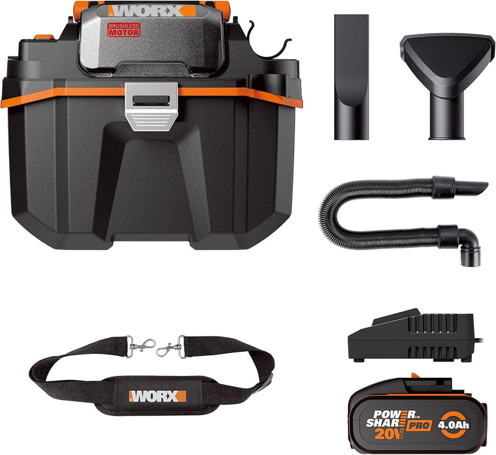 WORX Akku-Werkstattsauger 18V(MAX 20V) WX031, PowerShare, Starke Saugkraft, tragbar, mit 1 STK. Akku