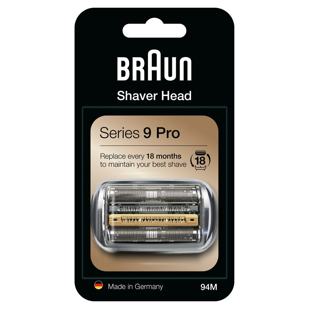 Braun Elektrischer Rasierkopf Ersatzteil 94M Silber, kompatibel mit Elektrorasierer 9 Pro und 9 Seri