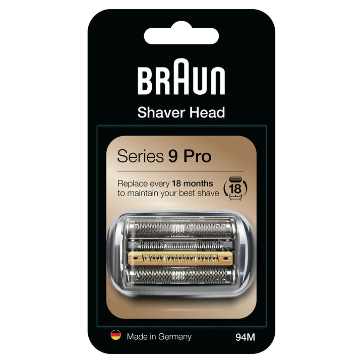 Braun Elektrischer Rasierkopf Ersatzteil 94M Silber, kompatibel mit Elektrorasierer 9 Pro und 9 Seri