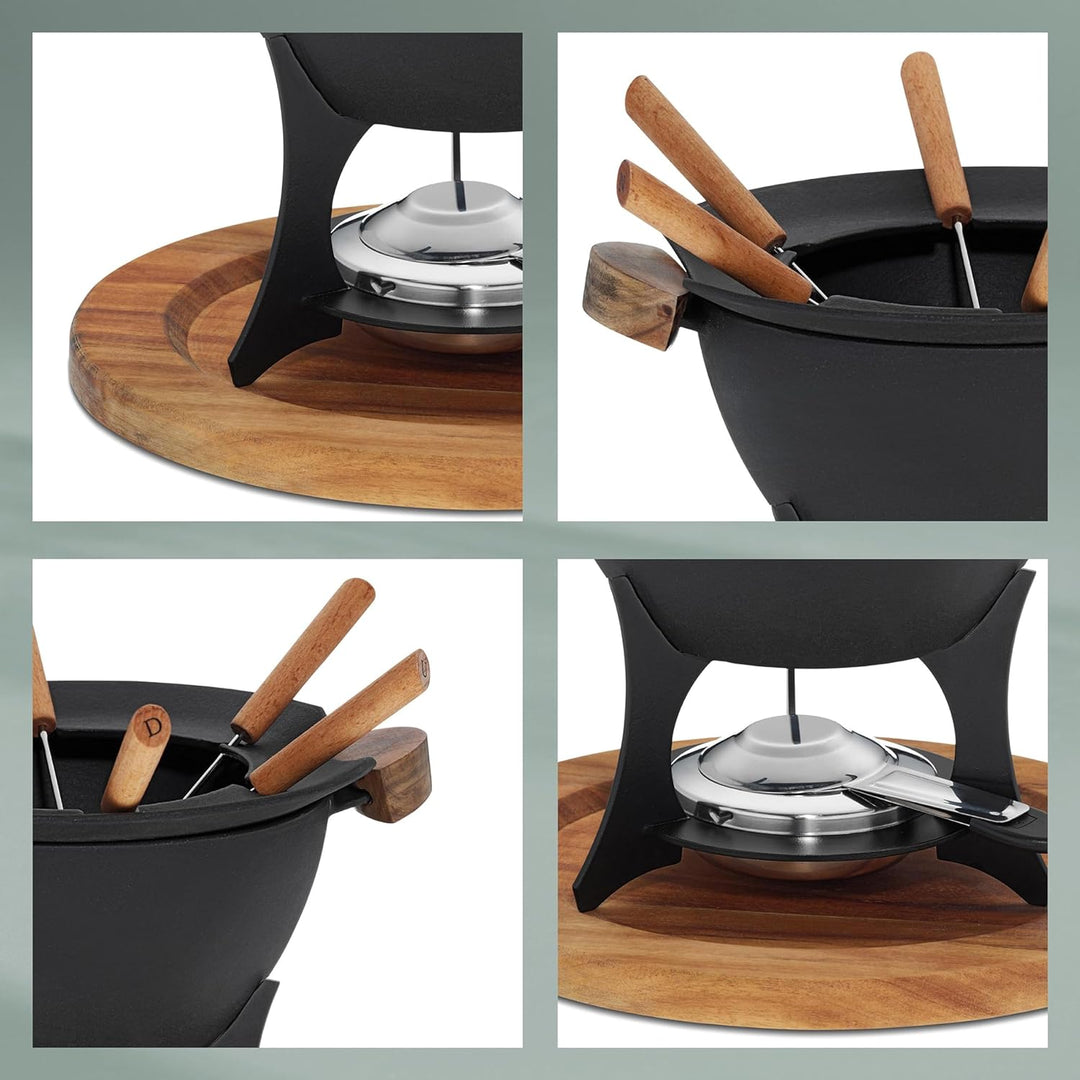 kela Fondue-Set Country Gusseisen schwarz 21,5cm 27cmØ, 27x27x21,5 cm Single
