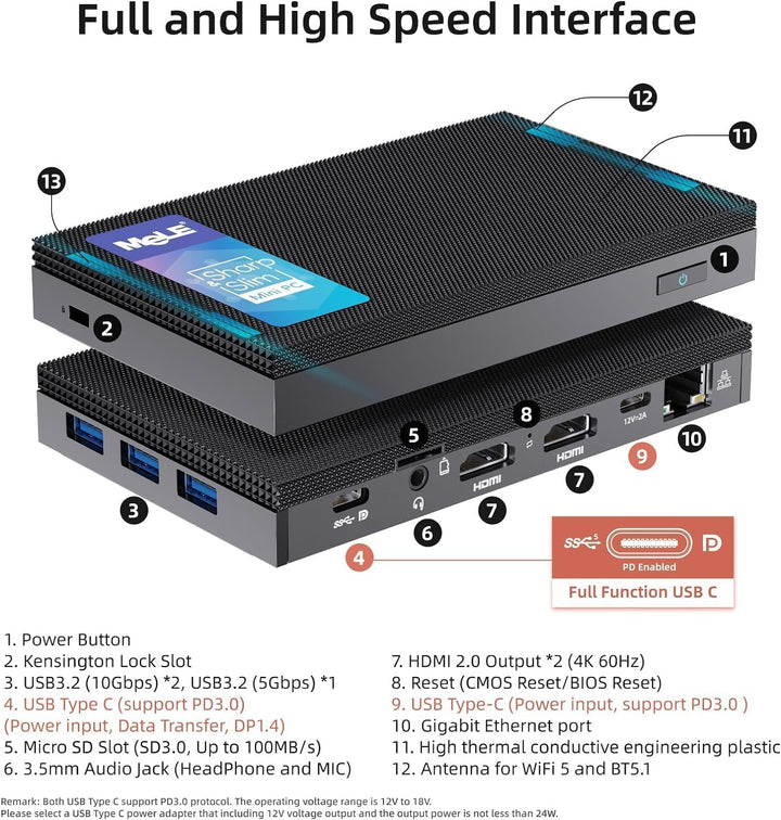 MeLE Quieter2Q Mini PC Lüfterloser Mini PC Windows 11 Pro Celeron J4125 8GB 128GB Quad Core 4K Tragb