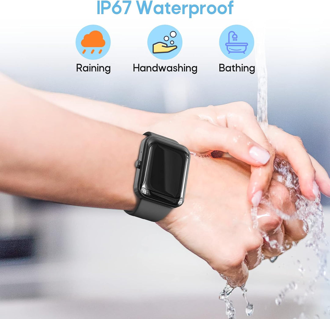 Smartwatch, 1.83 Zoll Touchscreen Armbanduhr mit Bluetooth Anruf, IP67 Wasserdicht Fitness Tracker m