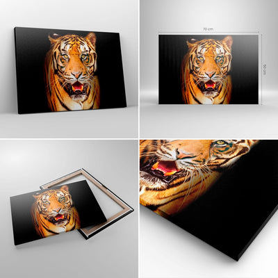 ARTTOR Bilder auf Leinwand tiger tier Leinwandbild mit Rahmen 70x50cm Wandbilder Dekoration Wohnzimm