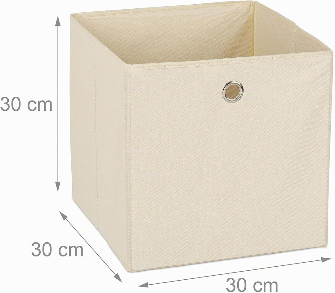 Relaxdays Aufbewahrungsbox 4er Set, Faltbare Regalboxen, HBT: 30 x 30 x 30 cm, Grifflöcher, Faltboxe