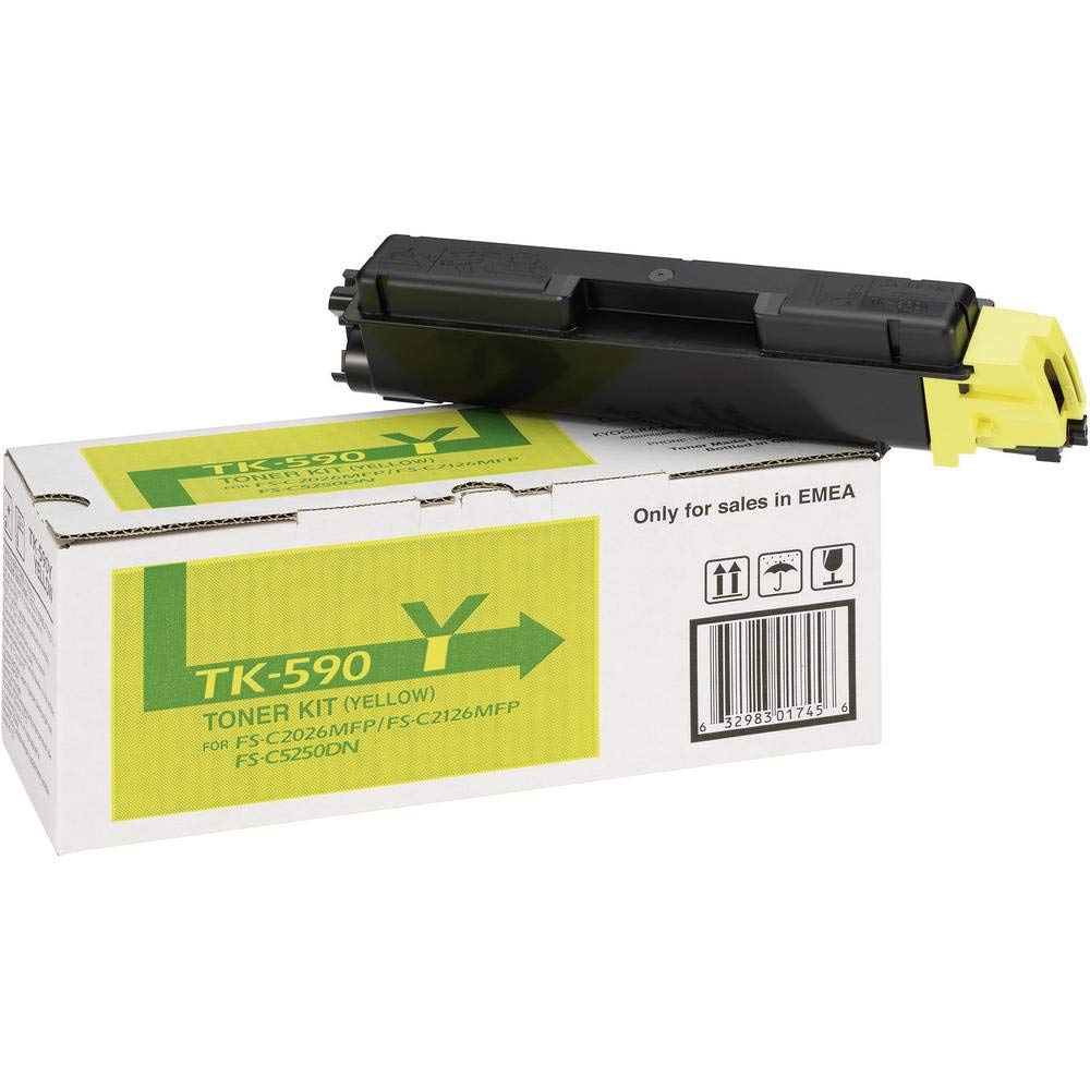 Kyocera TK-590Y Toner Gelb, Original Tonerkartusche 1T02KVCNL0. Kompatibel für ECOSYS M6026cdn Gelb