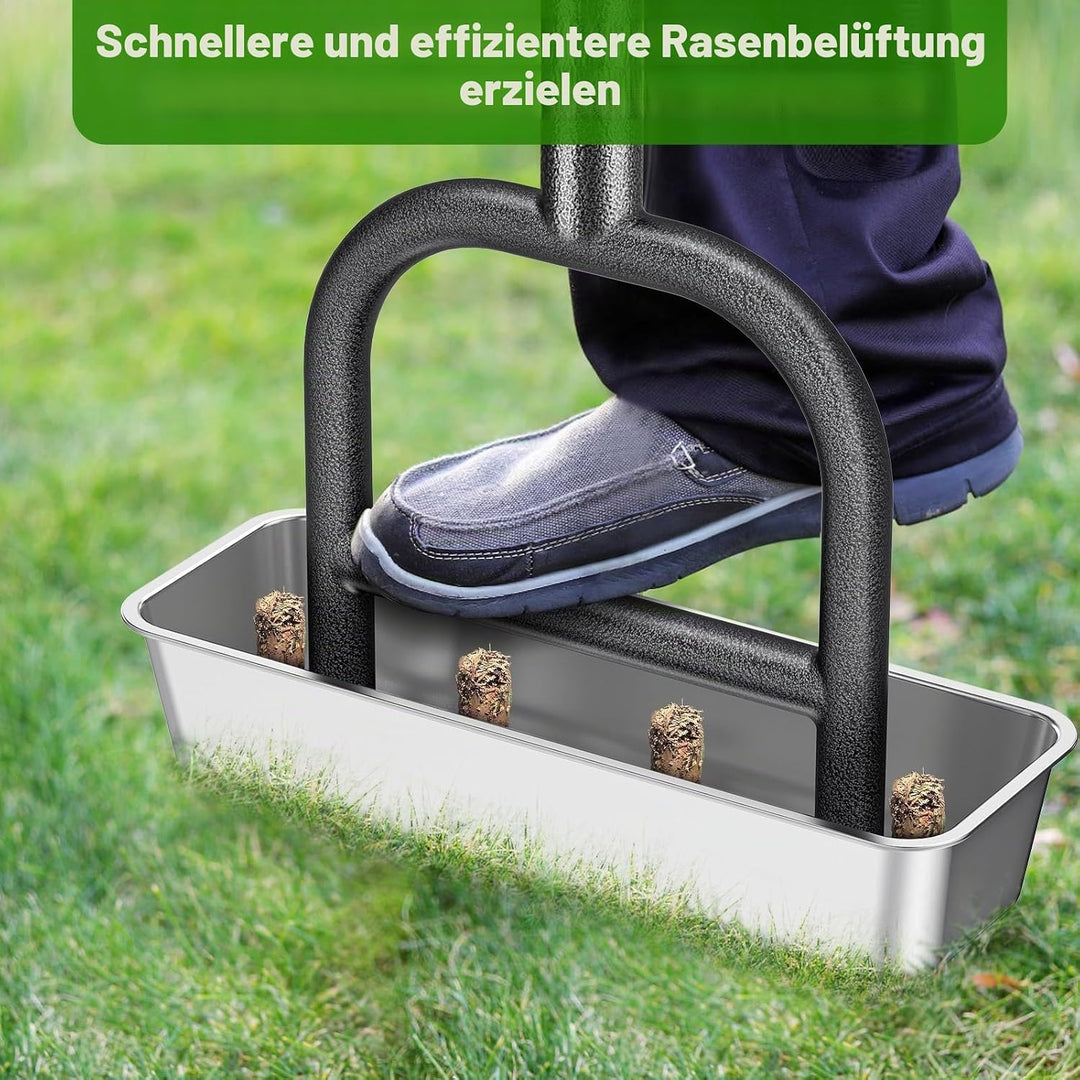 Lifeswell Rasenlüfter, Aerifizierer für Rasen Manuell, Rasenspecht mit Ablageschale und Gartengeräte