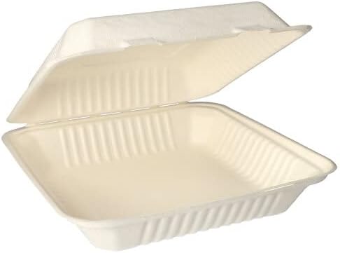 PAPSTAR - 1 x 300 Menüboxen aus Zuckerrohr ohne Fächer 8 cm x 25,5 cm x 25,5 cm weiss