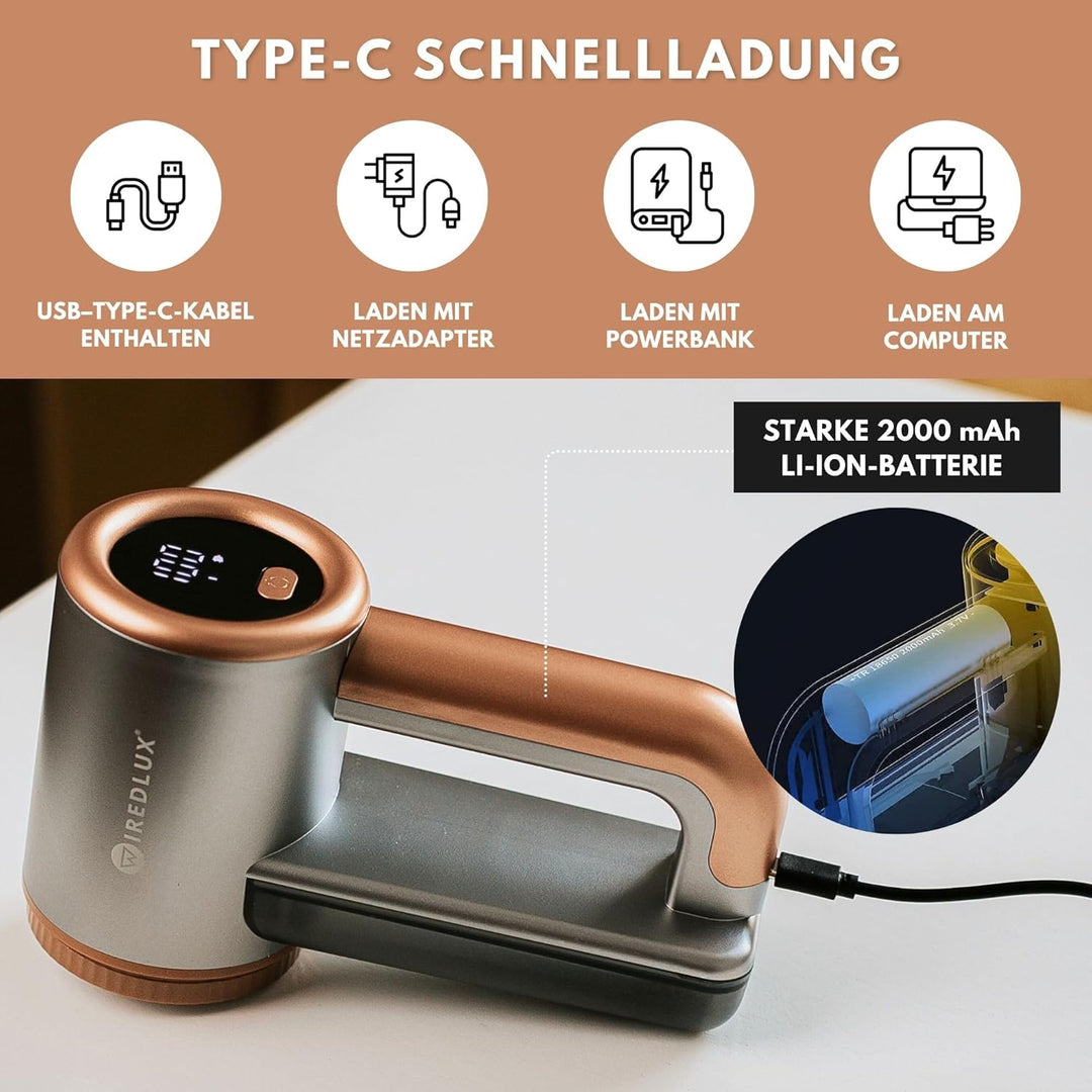 Fusselrasierer Elektrisch WiredLux - Wiederaufladbarer Fusselentferner für Kleidung & Möbel - Einste