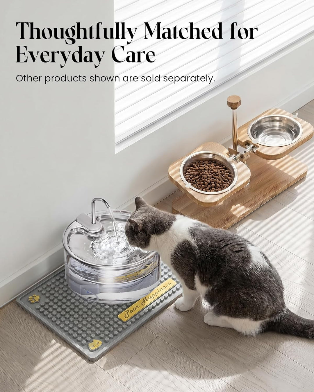 Tomxcute Trinkbrunnen für Katze - 108oz/3,2 L Katzenbrunnen aus Glas mit Wasserhahn-Design, Ultra le