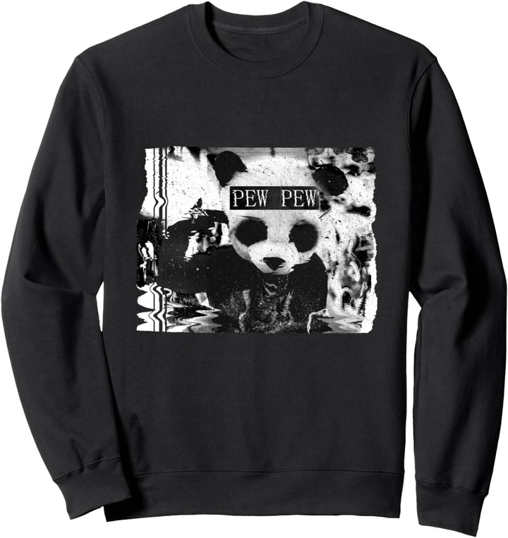 Pew Pew Pandabär Glitchcore Weirdcore Aesthetic Hyperpop Sweatshirt