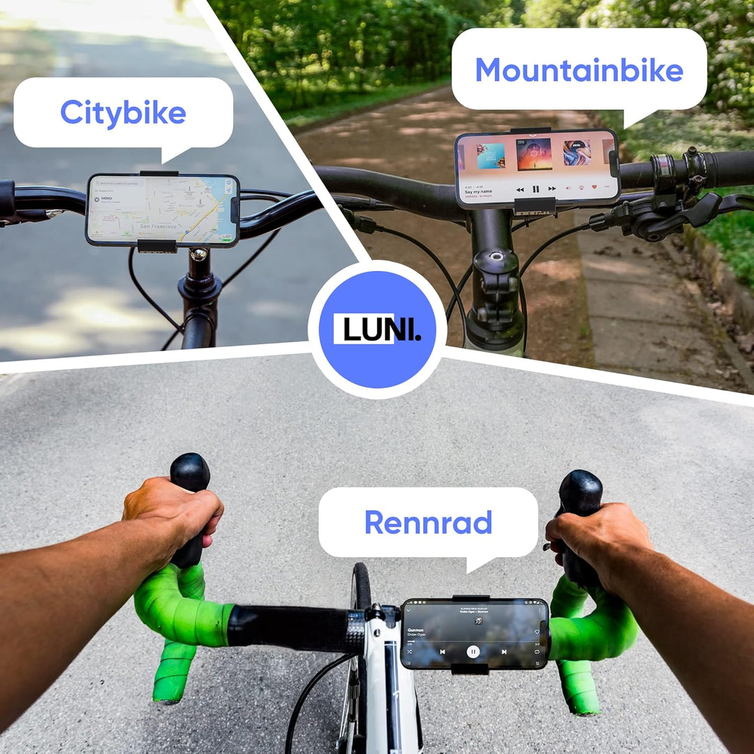 LUNI professional® Handyhalterung Fahrrad aus Aluminium [100% rüttelfest] 2024 Universal Smartphone