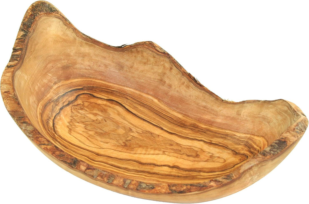 D.O.M.® Obstschale RUSTIKAL aus naturbelassenem Olivenholz in 5 Grössen (Länge 34-36 cm), Länge 34-3