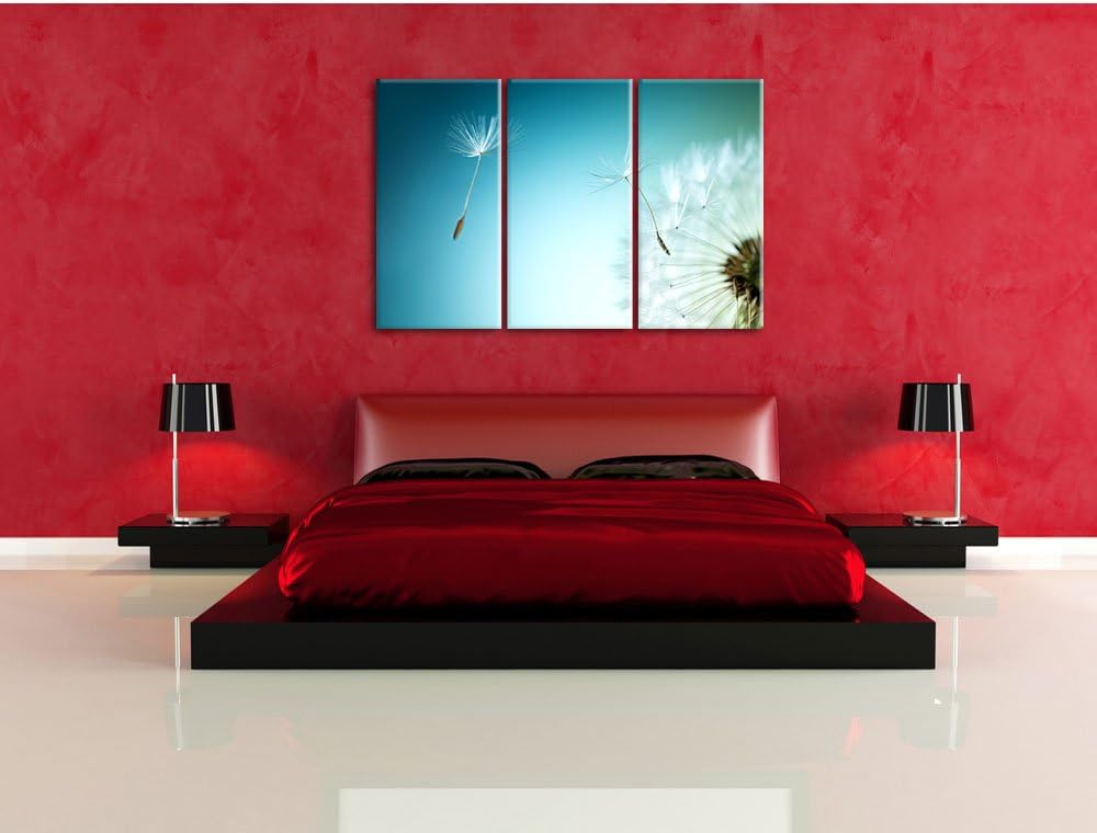 Pixxprint Löwenzahn Pusteblume als Leinwandbild/Grösse: 3 Teilig (120x80) / Wandbild/Kunstdruck/fert