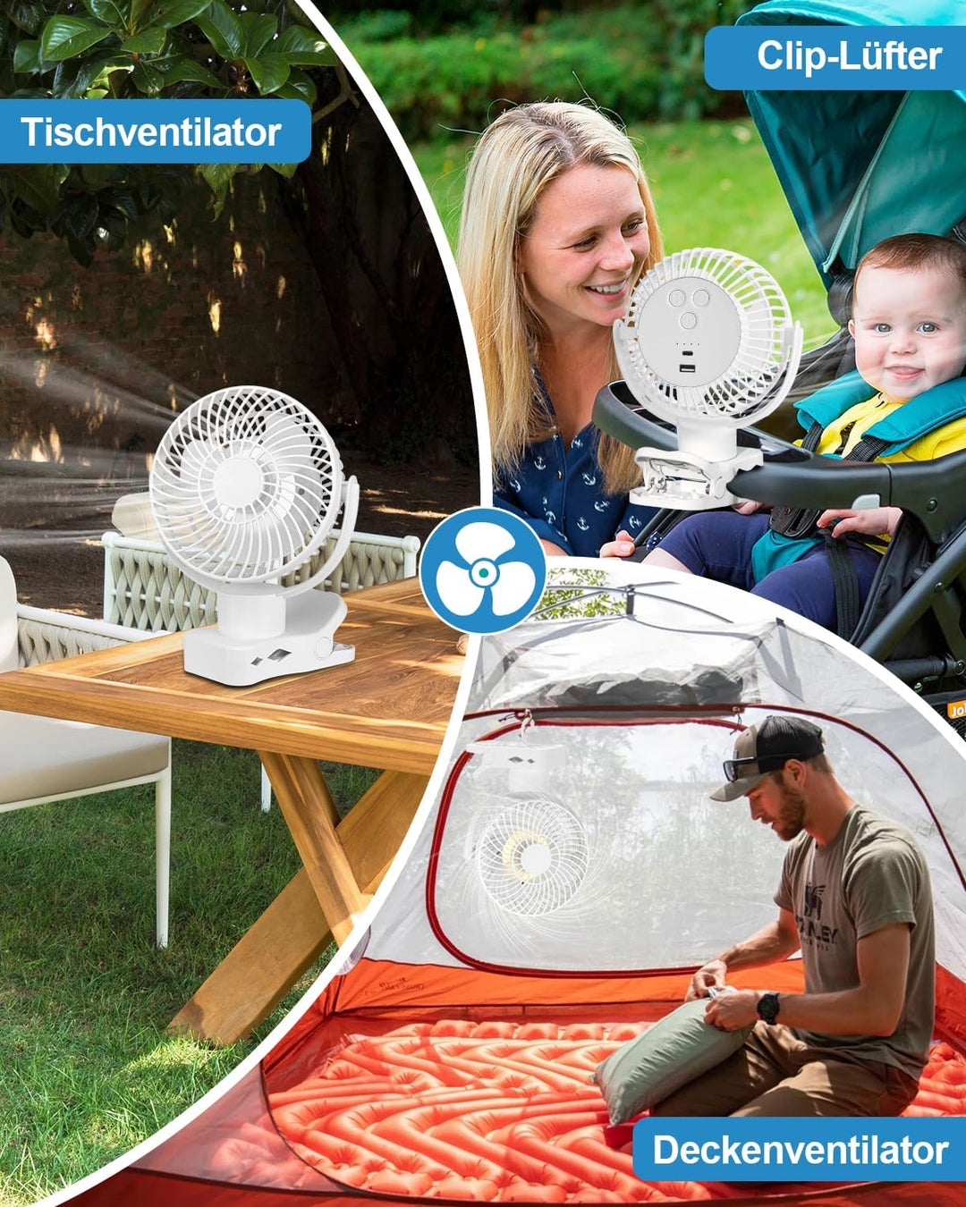 360° Oszillierend Clip Ventilator mit Fernbedienung - 10000mAh Akku USB Tischventilator Tragbarer -
