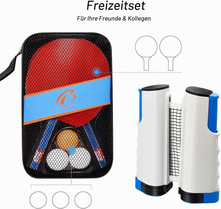 Baozun Tischtennisschläger Set, Tischtennis Set Tischtennis-Schläger mit 2 Tischtennisschlägern, 3 B