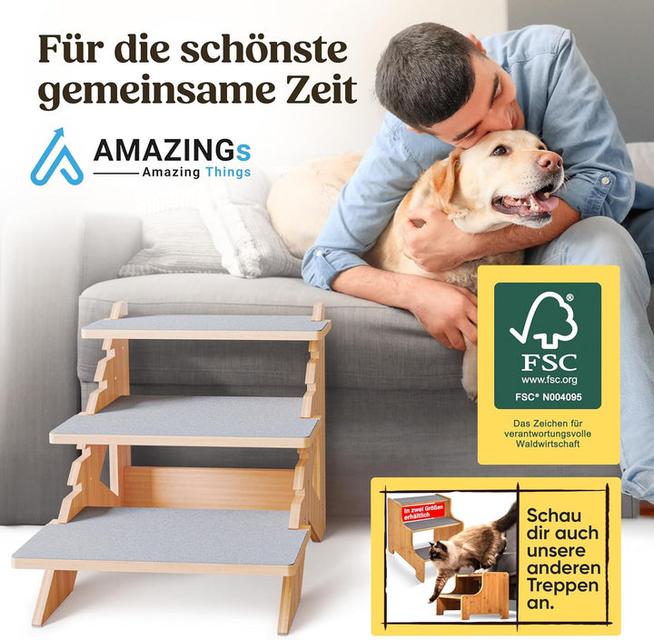 AMAZINGs Haustiertreppe für kleine, mittlere und schwere Hunde, Junge und alte Katzen. Flexibel eins