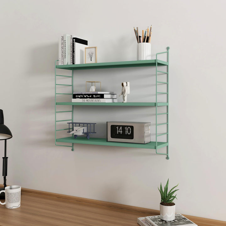 [en.casa] Modulares Wandregal Strängnäs Metallregal Pastellgrün Hängeregal mit 3 Regalböden Badregal