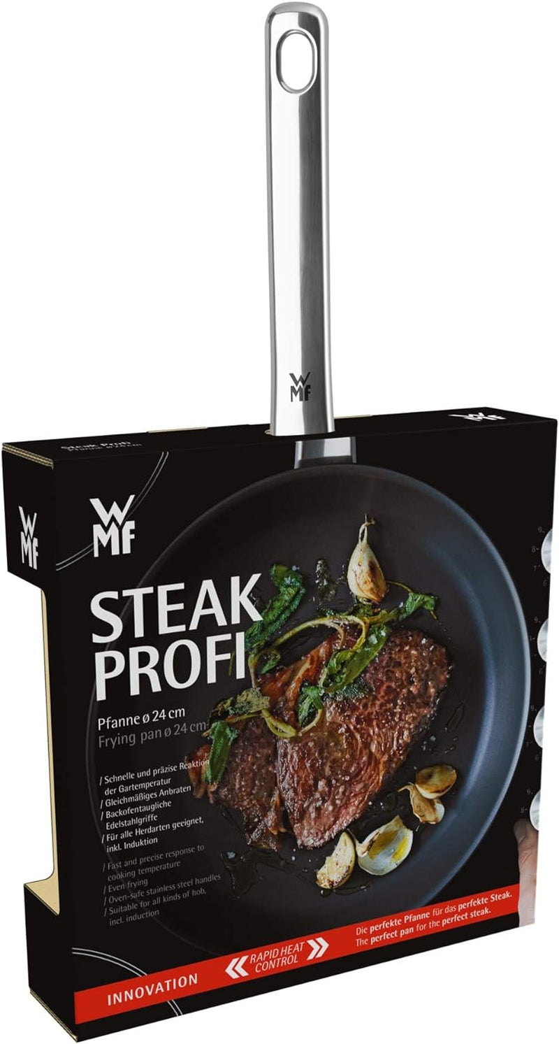 WMF Steak Profi Bratpfanne 24 cm Induktion, Steakpfanne ideal für scharfes Anbraten, Mehrschichtmate