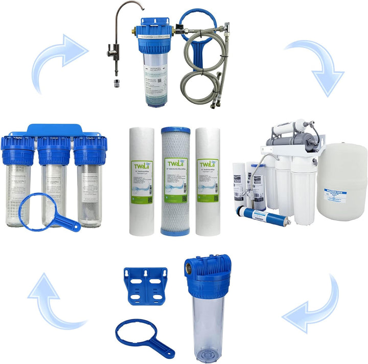 2 Jahre Set 12-teilig TWaLa 10" Zoll Ersatzfilter Umkehrosmose Anlage RO Polypropylen Sediment Vorfi