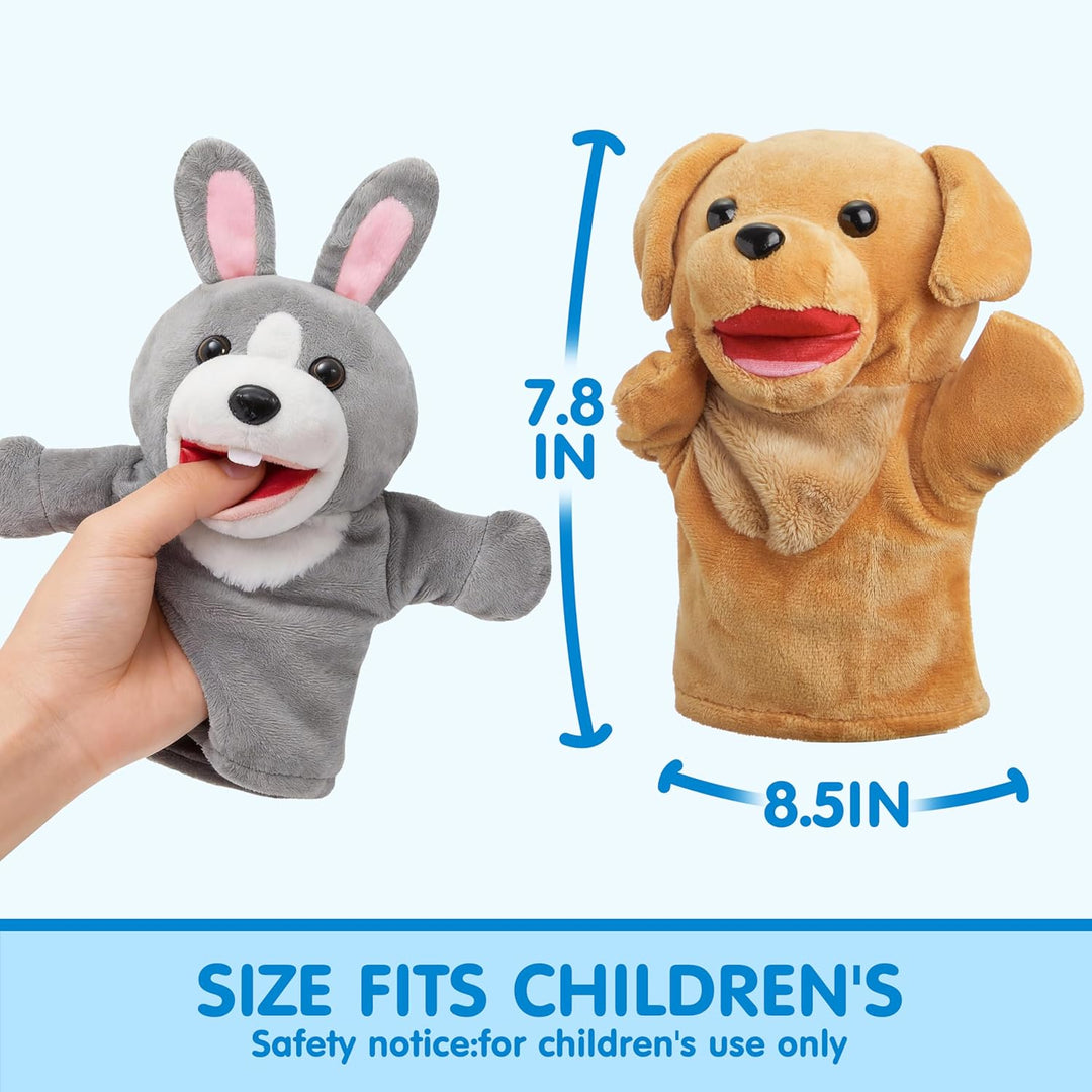 JOYIN 6 Stück Tier Handpuppen Spielzeug Set für Kinder,Freunde Im Tiergarten, Deluxe plüschtiere Kin