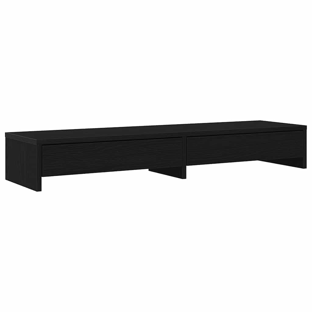 vidaXL Monitorständer mit Schubladen Schwarz Eichen-Optik 100x27x15 cm, Monitorerhöhung, Schreibtisc