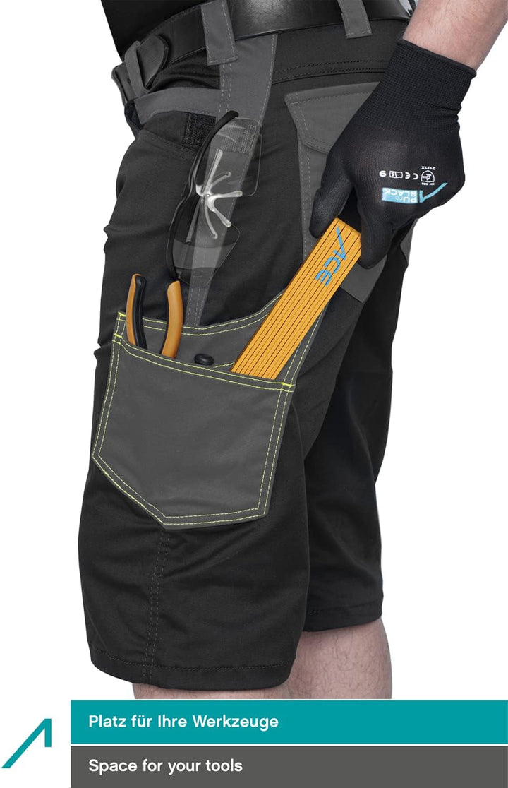 ACE Genesis Herren-Arbeits-Hose kurz - Männer-Cargo-Hosen für die Arbeit - Shorts mit Stretch-Bund,