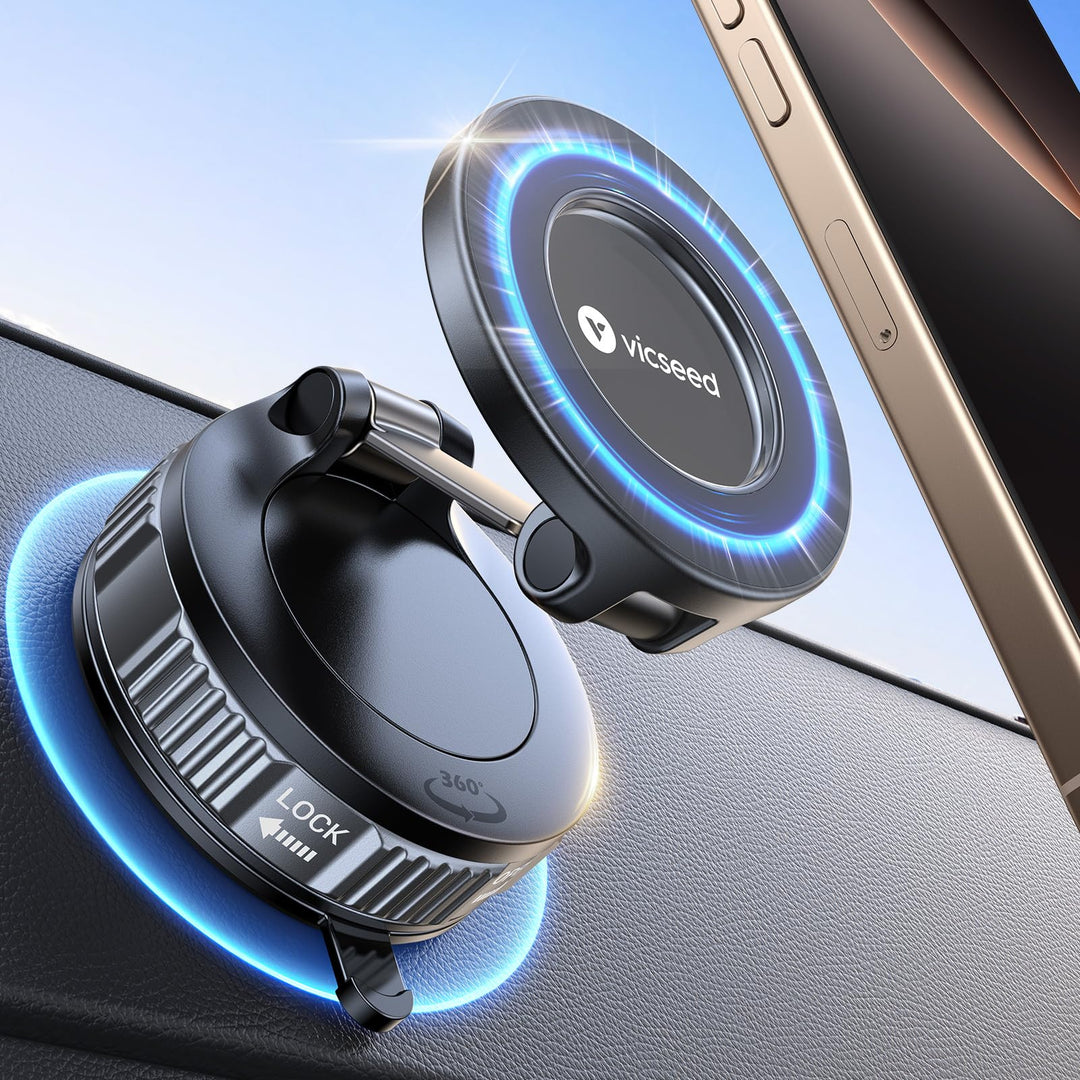 VICSEED 2025 Handyhalterung Auto Magnet für Magsafe Autohalterung [ Vakuum Saugnapf & N55 Magnets] 3